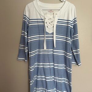 Vineyard Vines Nautical Blue and White Lace-Up Top